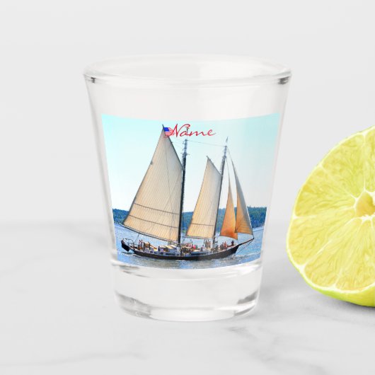 Maine Windjammer Sailing Thunder_Cove Shot Glas (Voorkant)