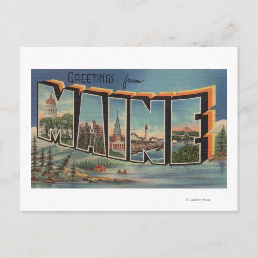 Maine (Winter)Grote letterscènes Briefkaart (Voorkant)