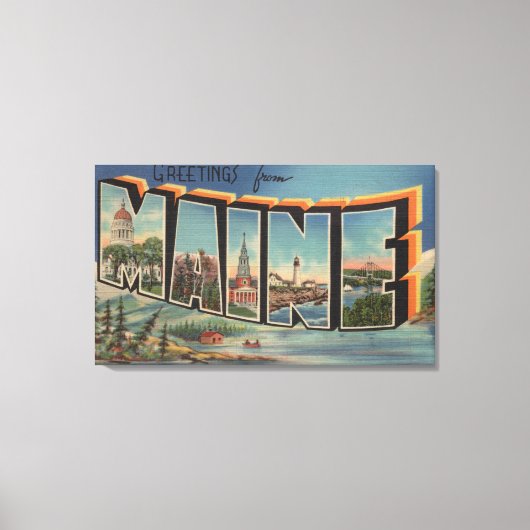 Maine (Winter)Grote letterscènes Canvas Afdruk (Voorkant)