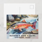 *~* Maine Zalm Vis Zwemmen AP49 Schilderen Feestdagenkaart (Voorkant / Achterkant)
