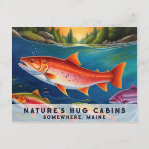 *~* Maine Zalm Vis Zwemmen Mooie Art AP49 Feestdagenkaart