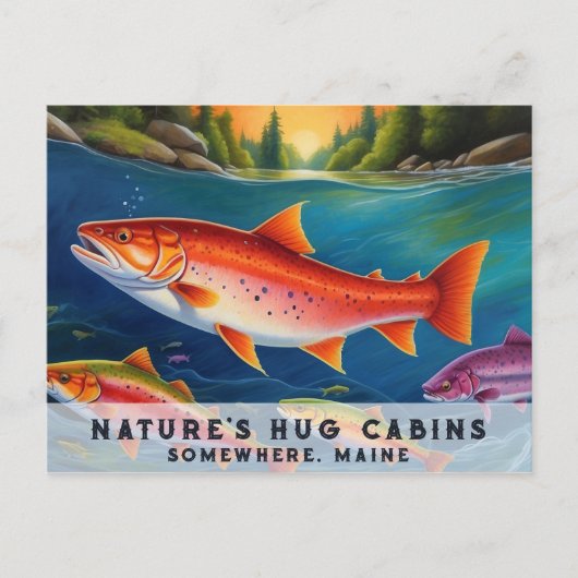 *~* Maine Zalm Vis Zwemmen Mooie Art AP49 Feestdagenkaart (Voorkant)