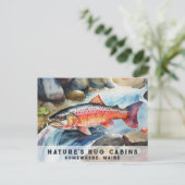 *~* Maine Zalm Vis Zwemmen Rivierwater AP49 Feestdagenkaart (Staand voorkant)