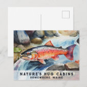 *~* Maine Zalm Vis Zwemmen Rivierwater AP49 Feestdagenkaart (Voorkant / Achterkant)