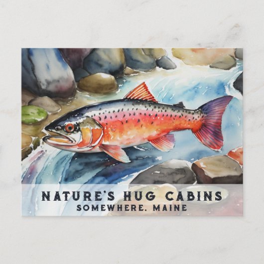 *~* Maine Zalm Vis Zwemmen Rivierwater AP49 Feestdagenkaart (Voorkant)