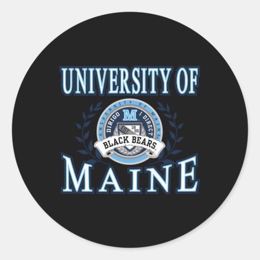 Maine Zwart Beren Laurels Ronde Sticker (Voorkant)