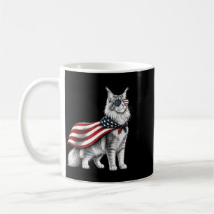 Mainecoon Kat 4 juli Amerikaanse Vlag Patriottisch Koffiemok
