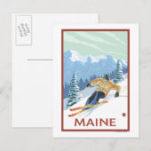 MaineDownhill Skier Scene Briefkaart (Voorkant / Achterkant)