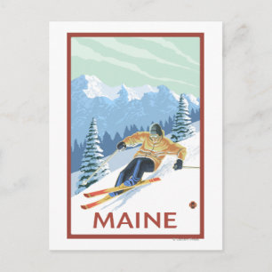 MaineDownhill Skier Scene Briefkaart