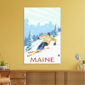 MaineDownhill Skier Scene Canvas Afdruk (Insitu (Woonkamer))