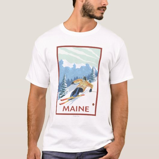 MaineDownhill Skier Scene T-shirt (Voorkant)