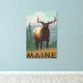 MaineElk Scene Canvas Afdruk (Insitu (Houten vloer))