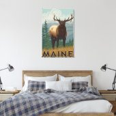 MaineElk Scene Canvas Afdruk (Insitu (Slaapkamer))