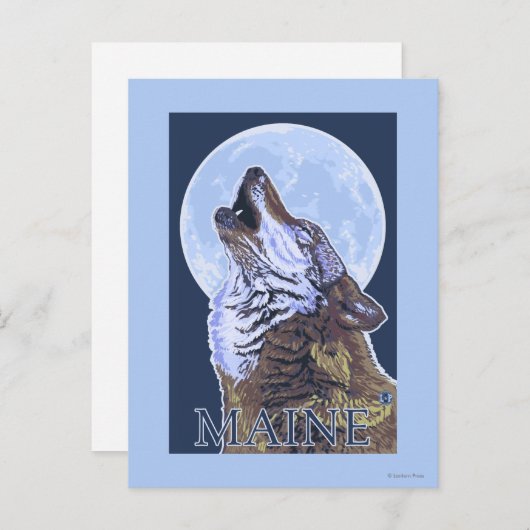 MaineHowling Wolf Briefkaart (Voorkant / Achterkant)