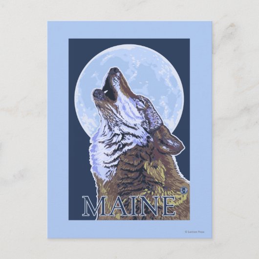 MaineHowling Wolf Briefkaart (Voorkant)