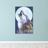 MaineHowling Wolf Canvas Afdruk (Insitu (Houten vloer))