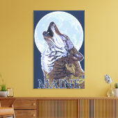 MaineHowling Wolf Canvas Afdruk (Insitu (Woonkamer))