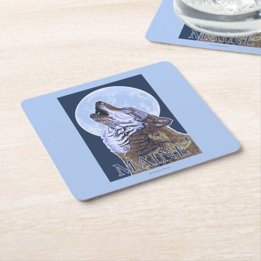 MaineHowling Wolf Kartonnen Onderzetters (Schuin)