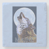 MaineHowling Wolf Stenen Onderzetter (Voorkant)