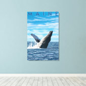 MaineHumpback Whale Scene Canvas Afdruk (Insitu (Houten vloer))