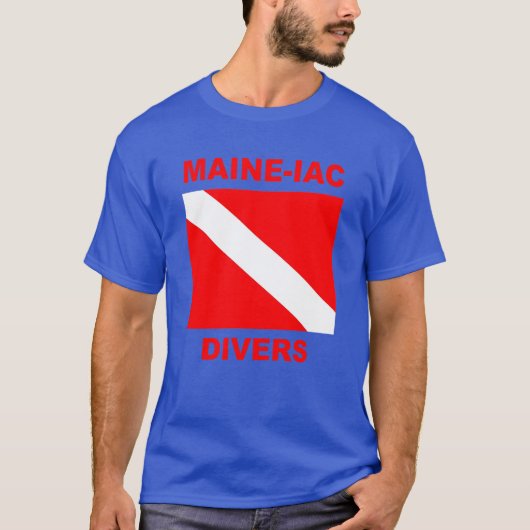 Maineiac Divers Dive Flag Logo Donker T-shirt (Voorkant)