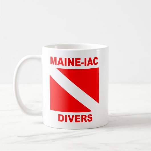 Maineiac Divers Dive Flag Logo Mok (Links)