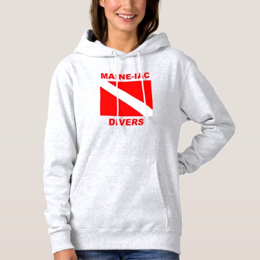 Maineiac Divers Dive Flag Logo Vrouwen Sweatsirt Hoodie (Voorkant)