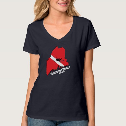 Maineiac Divers Silhouette Logo Vrouwen Dark V Nec T-shirt (Voorkant)