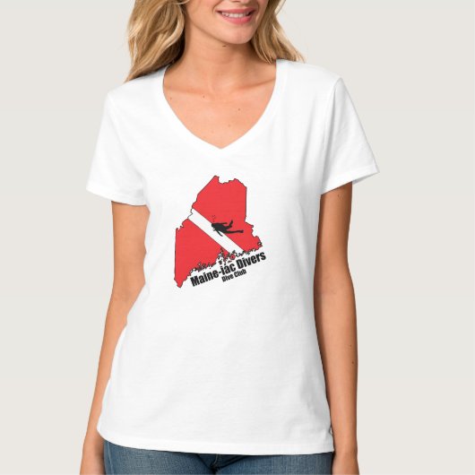 Maineiac Divers Silhuette Logo Womens V Neck T-shirt (Voorkant)