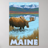 MaineMoose Drink in Lake Poster (Voorkant)