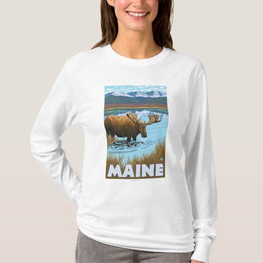 MaineMoose Drink in Lake T-shirt (Voorkant)