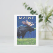 MaineMoose in de maan Briefkaart (Staand voorkant)