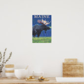 MaineMoose in de maan Poster (Keuken)