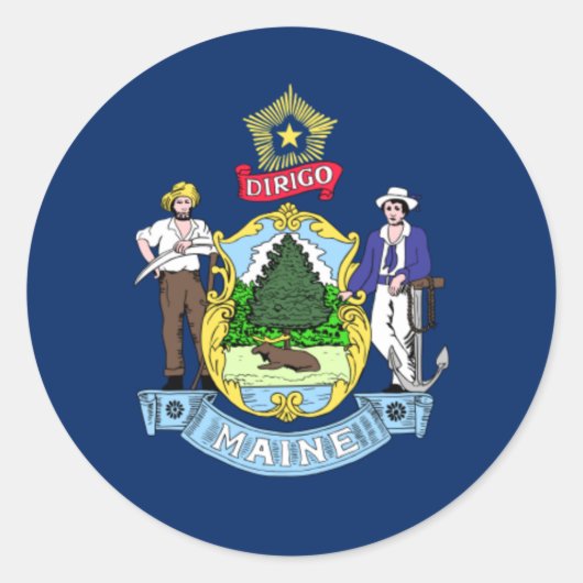 Mainer Vlag, vlag van Maine Ronde Sticker (Voorkant)