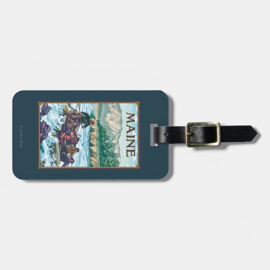 MaineRiver Rafting Scene Bagagelabel (Voorkant horizontaal)