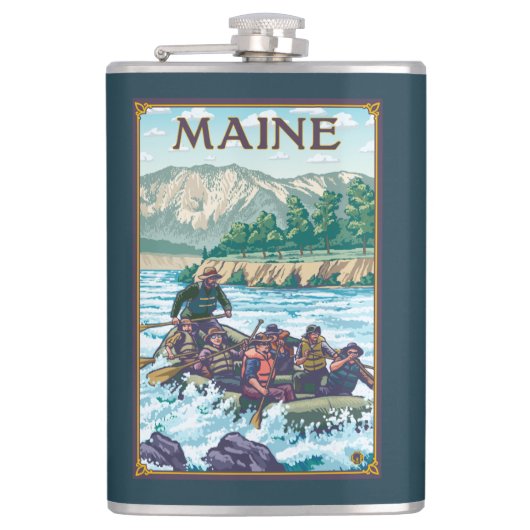 MaineRiver Rafting Scene Heupfles (Voorkant)