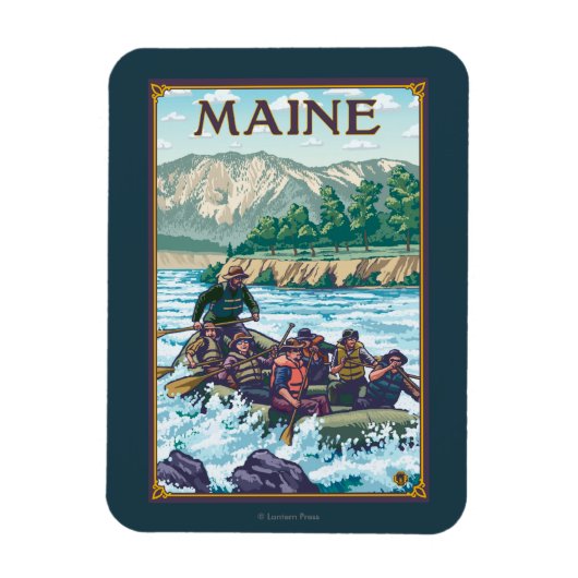 MaineRiver Rafting Scene Magneet (Verticaal)