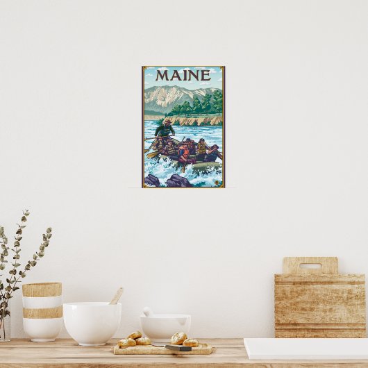 MaineRiver Rafting Scene Poster (Keuken)