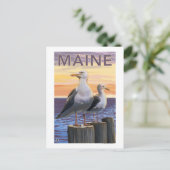 MaineSea Gulls Scene Briefkaart (Staand voorkant)