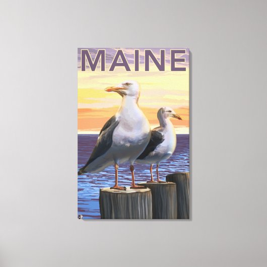 MaineSea Gulls Scene Canvas Afdruk (Voorkant)