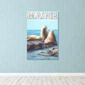 MaineSea Lions Scene Canvas Afdruk (Insitu (Houten vloer))