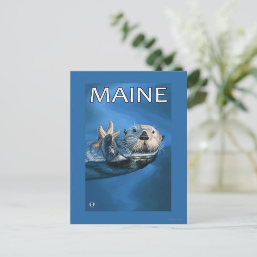 MaineSea Otter Scene Briefkaart (Staand voorkant)
