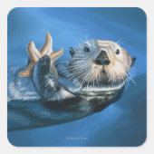 MaineSea Otter Scene Vierkante Sticker (Voorkant)
