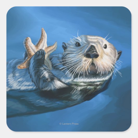 MaineSea Otter Scene Vierkante Sticker (Voorkant)