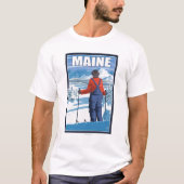 MaineSkier Admiring Uitzicht T-shirt (Voorkant)