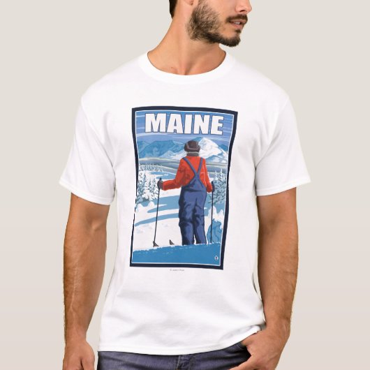 MaineSkier Admiring Uitzicht T-shirt (Voorkant)