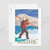 MaineSkier Carrying Skis Briefkaart (Voorkant / Achterkant)
