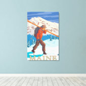 MaineSkier Carrying Skis Canvas Afdruk (Insitu (Houten vloer))