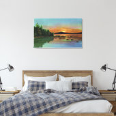 MaineSunset-Uitzicht op Bald Mountain Canvas Afdruk (Insitu (Slaapkamer))