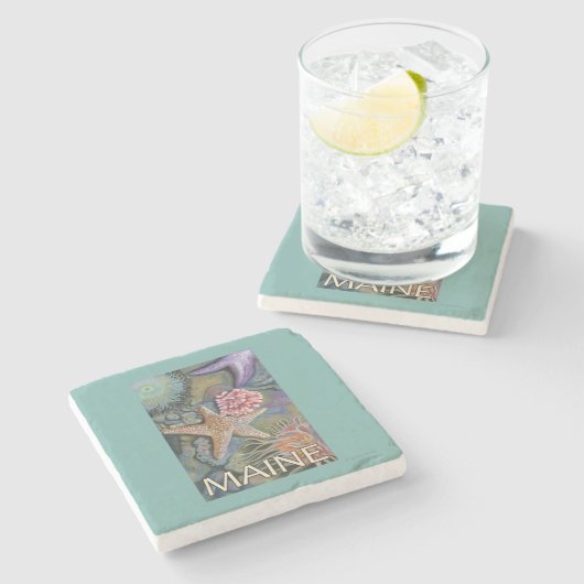 MaineTidepool Scene Stenen Onderzetter (Zijkant)